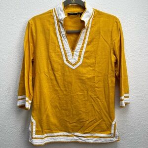 MUSTARD YELLOW LINEN TOP SZ. S